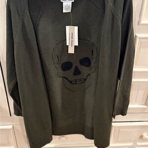Sweet Romeo Dark Green Skull Crewneck Sweater